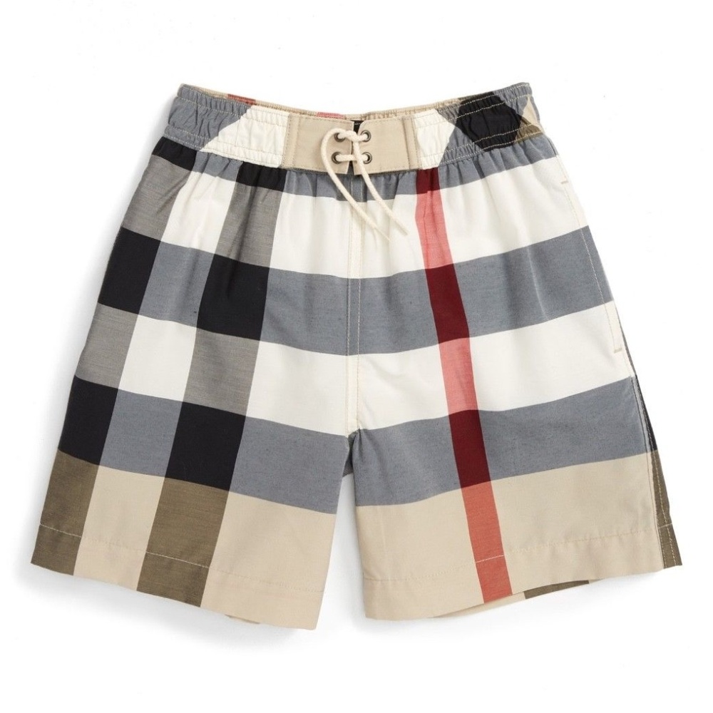BURBERRY BOYS NOVA CHECK JEFFRIES SWIM TRUNKS